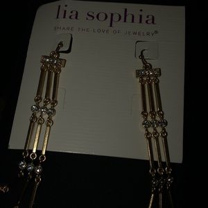 Lia Sophia gold tiered dangle earrings